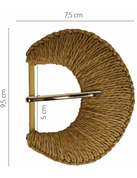 Halbmondförmige Gürtelschnalle aus geflochtenem Raffia – 5 cm