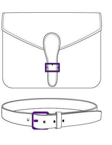 Rechteckige Gürtelschnalle mit Steppnähten in Lederoptik – 6 cm