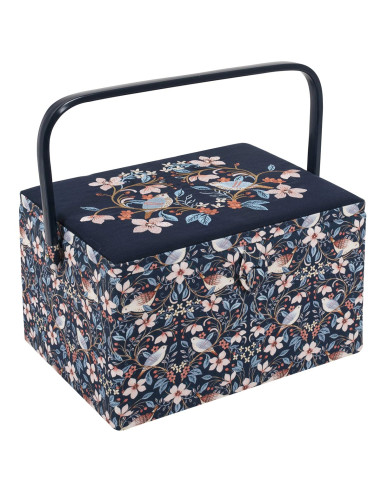 Nähkästchen mit Stickerei - Vögel in Blumen