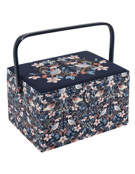 Nähkästchen mit Stickerei - Vögel in Blumen