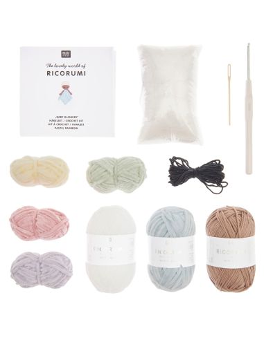 Häkelset Kuscheldecke - Pastell-Regenbogen