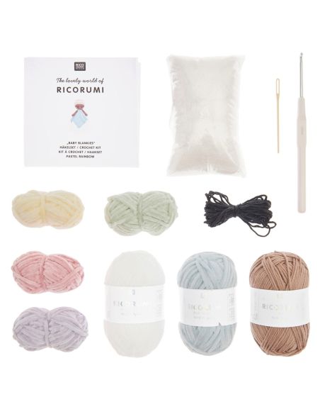 Häkelset Kuscheldecke - Pastell-Regenbogen