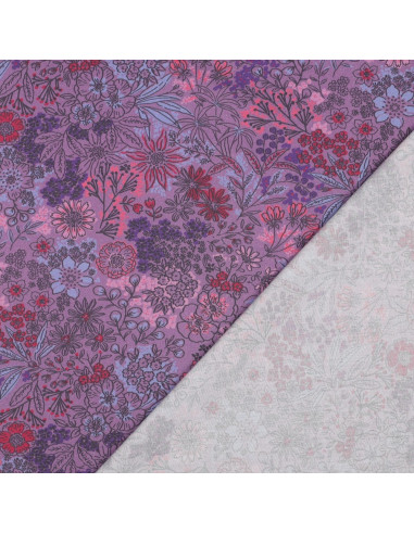 Baumwoll-Popeline-Stoff - Violette Blumen