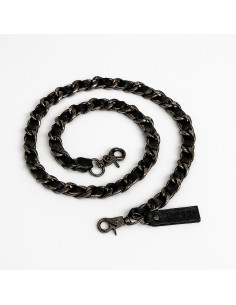 Geflochtener Schulterriemen aus Leder und Metall Muud Caja small - Schwarz