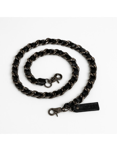 Geflochtener Schulterriemen aus Leder und Metall Muud Caja small - Schwarz