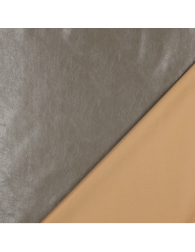 Glänzender Stretch-Kunststoffstoff für Bekleidung - Taupe