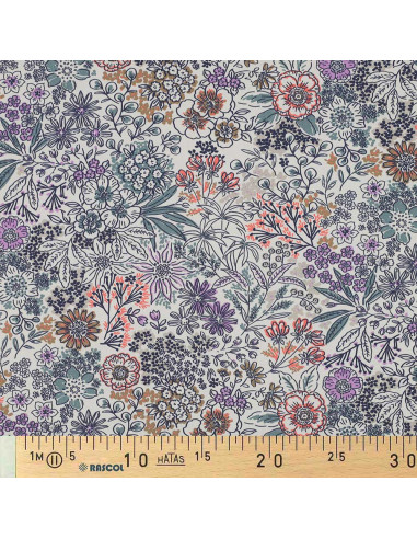 Baumwoll-Popeline-Stoff - Ecru Blumen