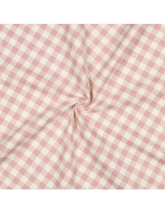 Flanellstoff große Karos - Rosa und Ecru