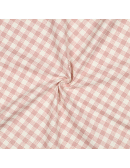 Flanellstoff große Karos - Rosa und Ecru