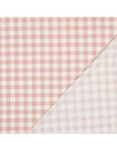 Flanellstoff große Karos - Rosa und Ecru