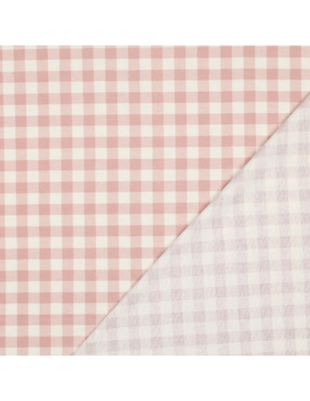 Flanellstoff große Karos - Rosa und Ecru