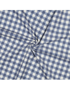 Flanellstoff mit großen Karos - Blau und Ecru