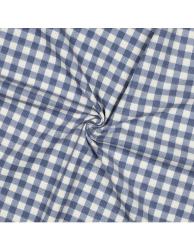 Flanellstoff mit großen Karos - Blau und Ecru