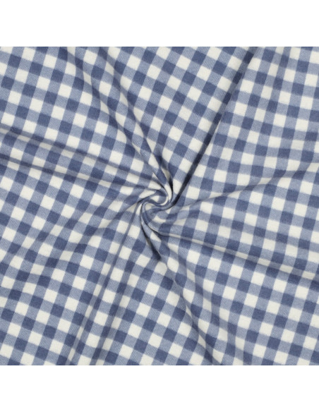 Flanellstoff mit großen Karos - Blau und Ecru