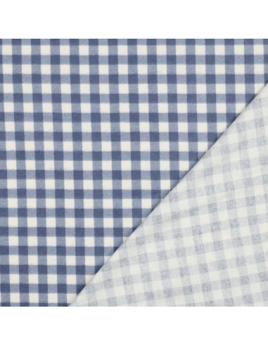 Flanellstoff große Karos - Blau und Ecru