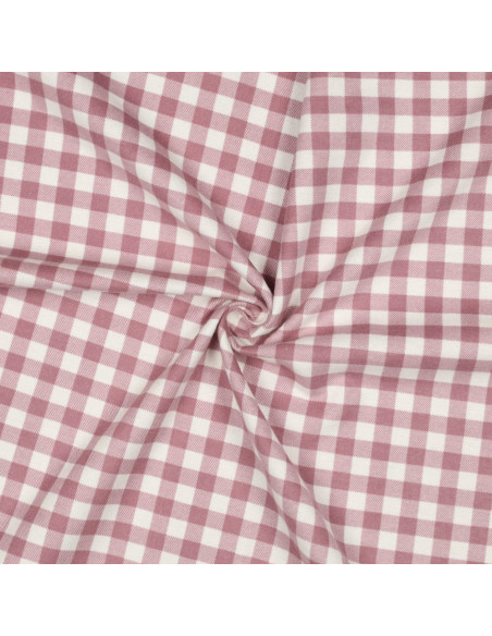 Flanellstoff mit großen Karos - Lila und Ecru