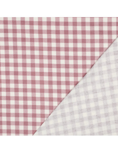 Flanellstoff mit großen Karos - Mauve und Ecru