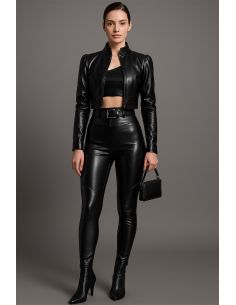 Glänzender Stretch-Kunststoff für Bekleidung - Schwarz 2