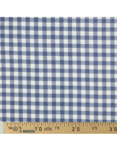 Flanellstoff große Karos - Blau und Ecru