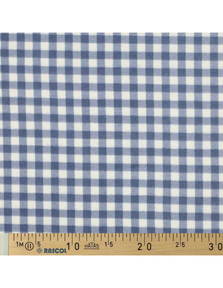 Flanellstoff große Karos - Blau und Ecru