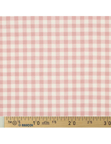 Flanellstoff große Karos - Rosa und Ecru
