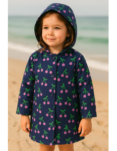 Wasserabweisender Baumwollstoff Kirsche - Marineblau 2