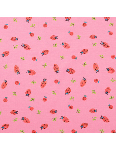 Jersey-Stoff Erdbeeren - Rosa