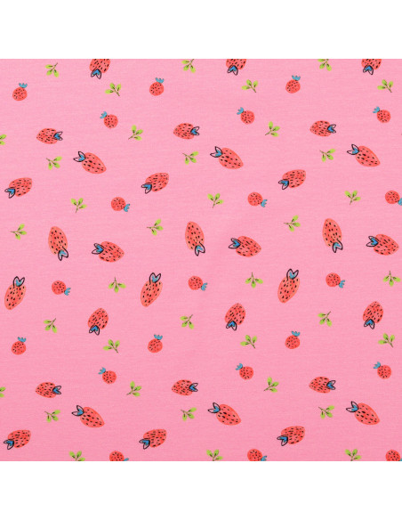 Jersey-Stoff Erdbeeren - Rosa