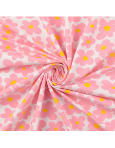 Jersey-Stoff Blumen - Rosa