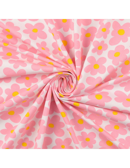 Jersey-Stoff Blumen - Rosa