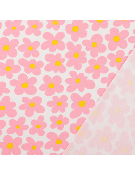 Jersey-Stoff Blumen - Rosa