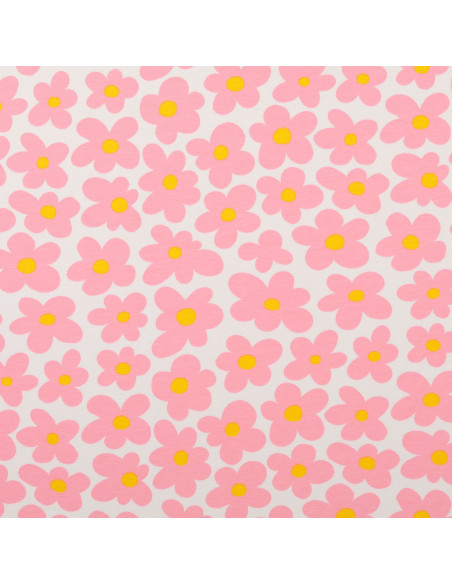 Jersey-Stoff Blumen - Rosa