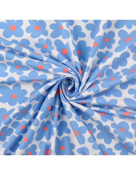 Jersey-Stoff Blumen - Blau