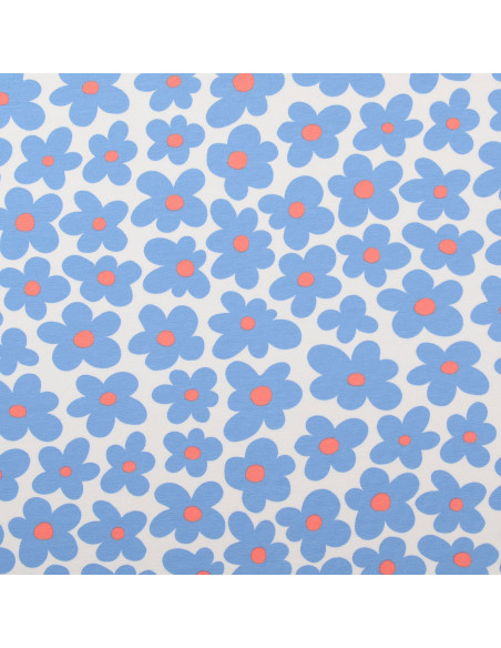 Jersey-Stoff Blumen - Blau