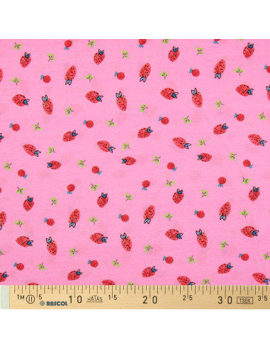 Jersey-Stoff Erdbeeren - Rosa