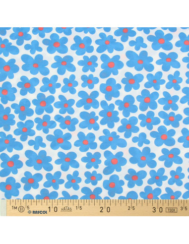 Jersey-Stoff Blumen - Blau