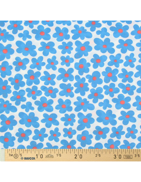 Jersey-Stoff Blumen - Blau