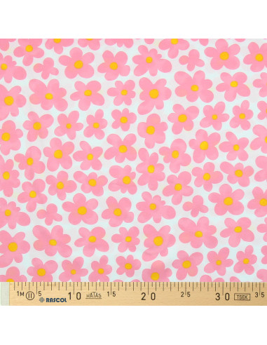 Jersey-Stoff Blumen - Rosa