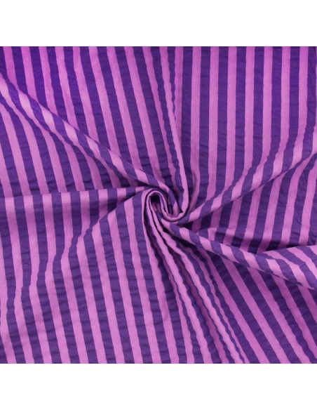 Seersucker-Stoff mit breiten Streifen - Hyazinthe und Violett