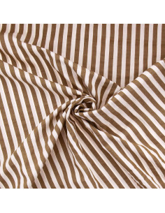 Seersucker-Stoff mit breiten Streifen - Beige und Havanna