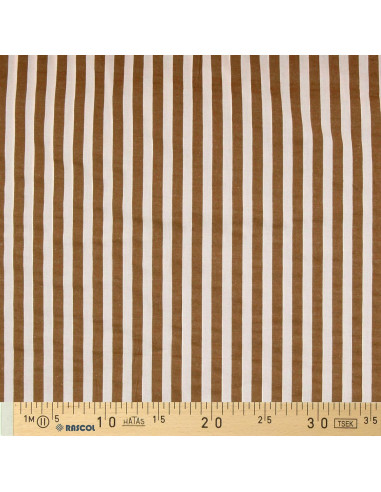 Seersucker-Stoff mit breiten Streifen - Beige und Havanna