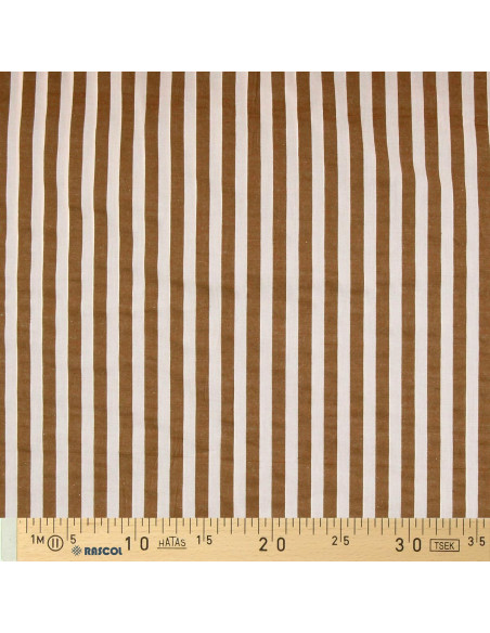 Seersucker-Stoff mit breiten Streifen - Beige und Havanna