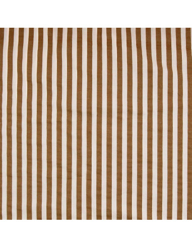 Seersucker-Stoff mit breiten Streifen - Beige und Havanna