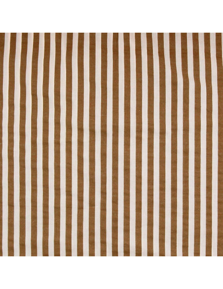 Seersucker-Stoff mit breiten Streifen - Beige und Havanna