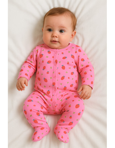 Jersey-Stoff Erdbeeren - Rosa