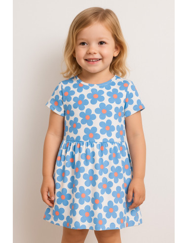 Jersey-Stoff Blumen - Blau
