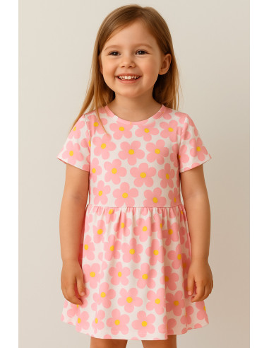 Jersey-Stoff Blumen - Rosa