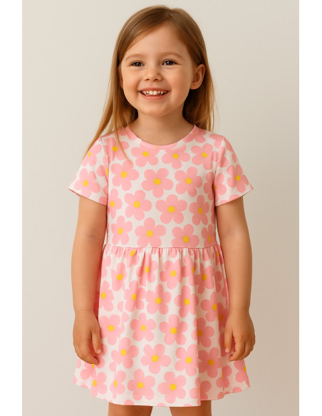 Jersey-Stoff Blumen - Rosa