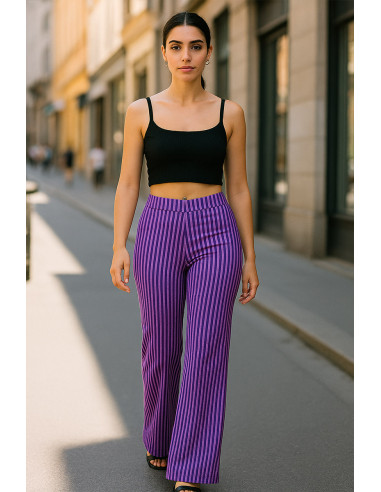 Seersucker-Stoff mit breiten Streifen - Hyazinthe und Violett