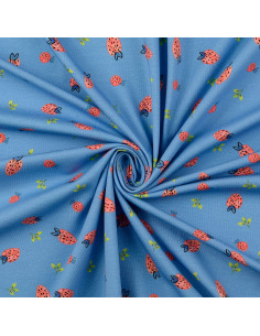 Jersey-Stoff Erdbeeren - Hellblau